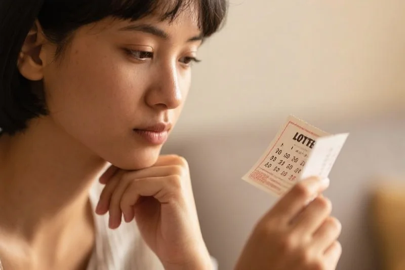 一个人正在思考彩票号码